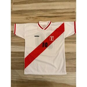Peru National Team Soccer Jersey Walon White Red Sash Number 10 Youth Size 12